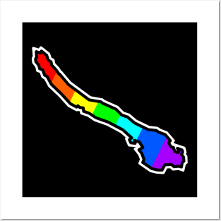 Galiano Island Silhouette in a Colourful Rainbow - Bright Colours - Galiano Island Posters and Art